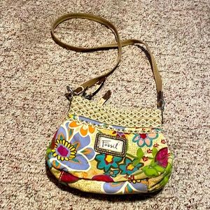 RARE small patchwork Fossil crossbody